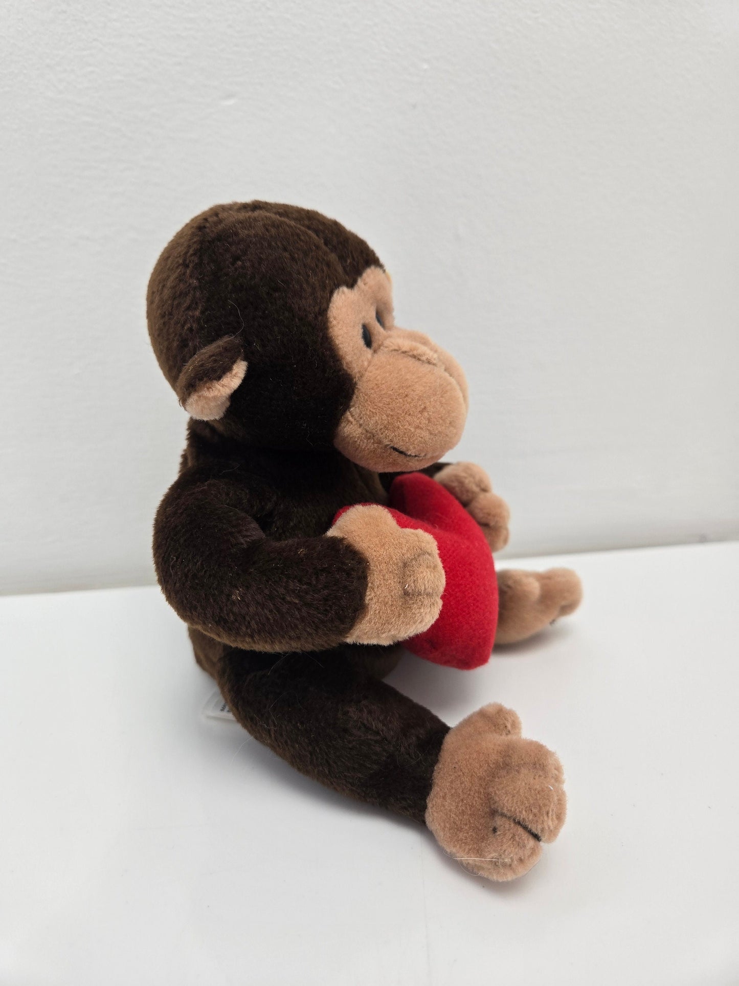 Ty Beanie Baby D’vine the Love Monkey holding a red heart (7.5 inch)