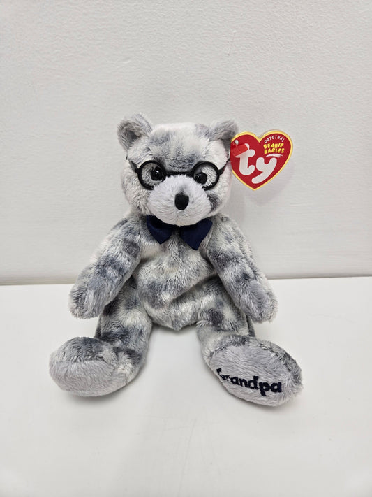 Ty Beanie Baby “Grandfather” the Grandpa Bear - Grandpa engraved on foot (7 inch)