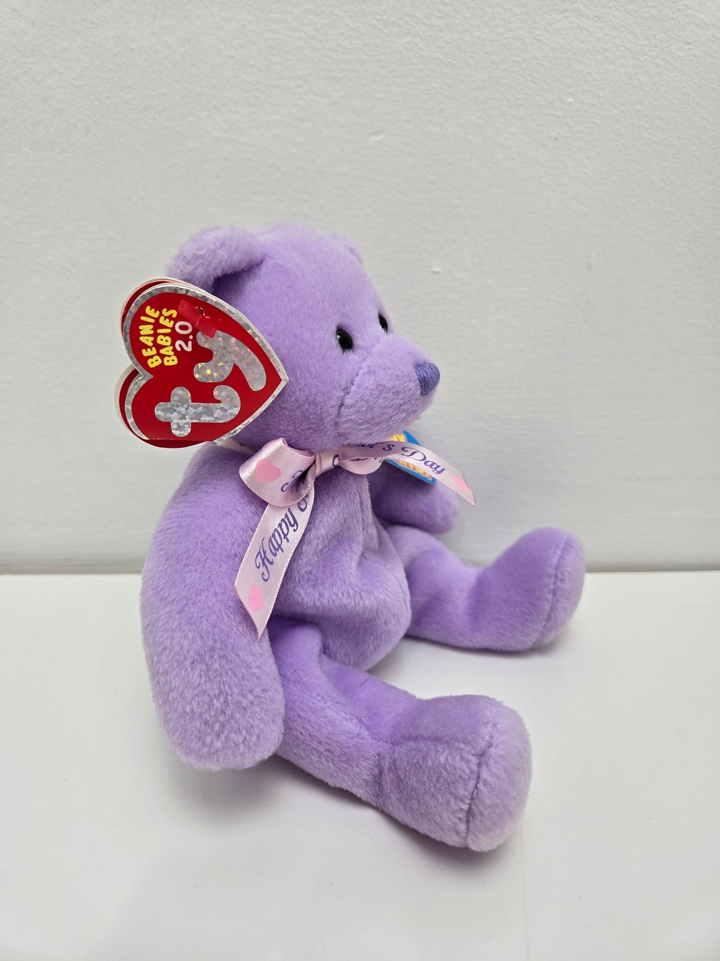 Ty Beanie Baby “Love to Mom” the Purple Mothers Day Bear! (7 inch)