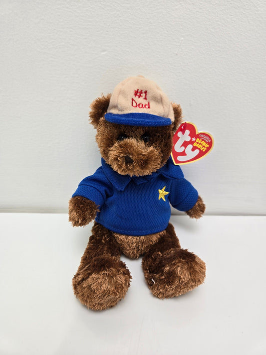 Ty Beanie Baby “Dear Dad” the Fathers Day Bear - #1 Dad engraved on hat! (5.5 inch)