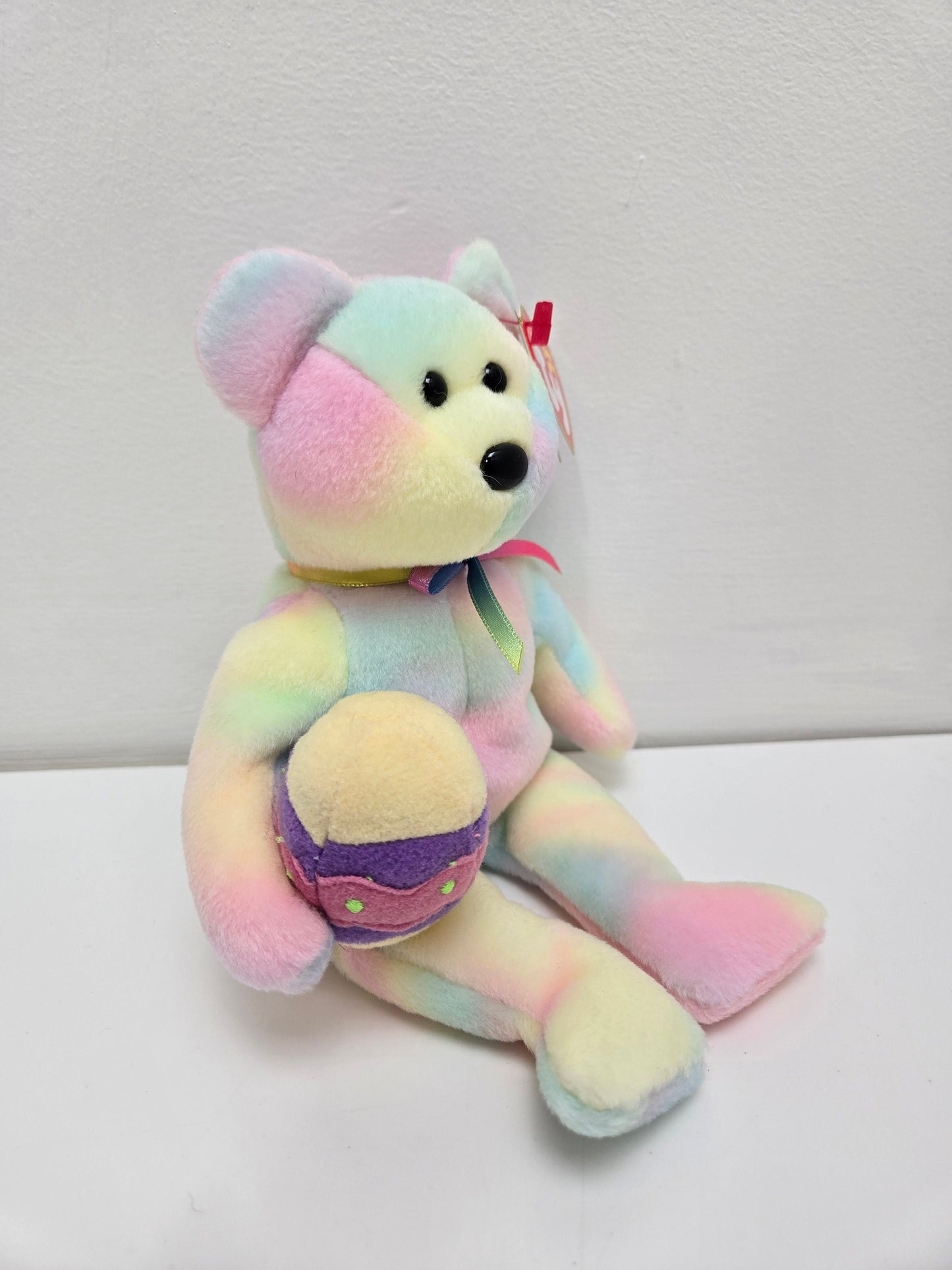 Ty Beanie Baby “Eggs” the Tie Dye Easter Bear Holding an Easter Egg! (8.5 inch)