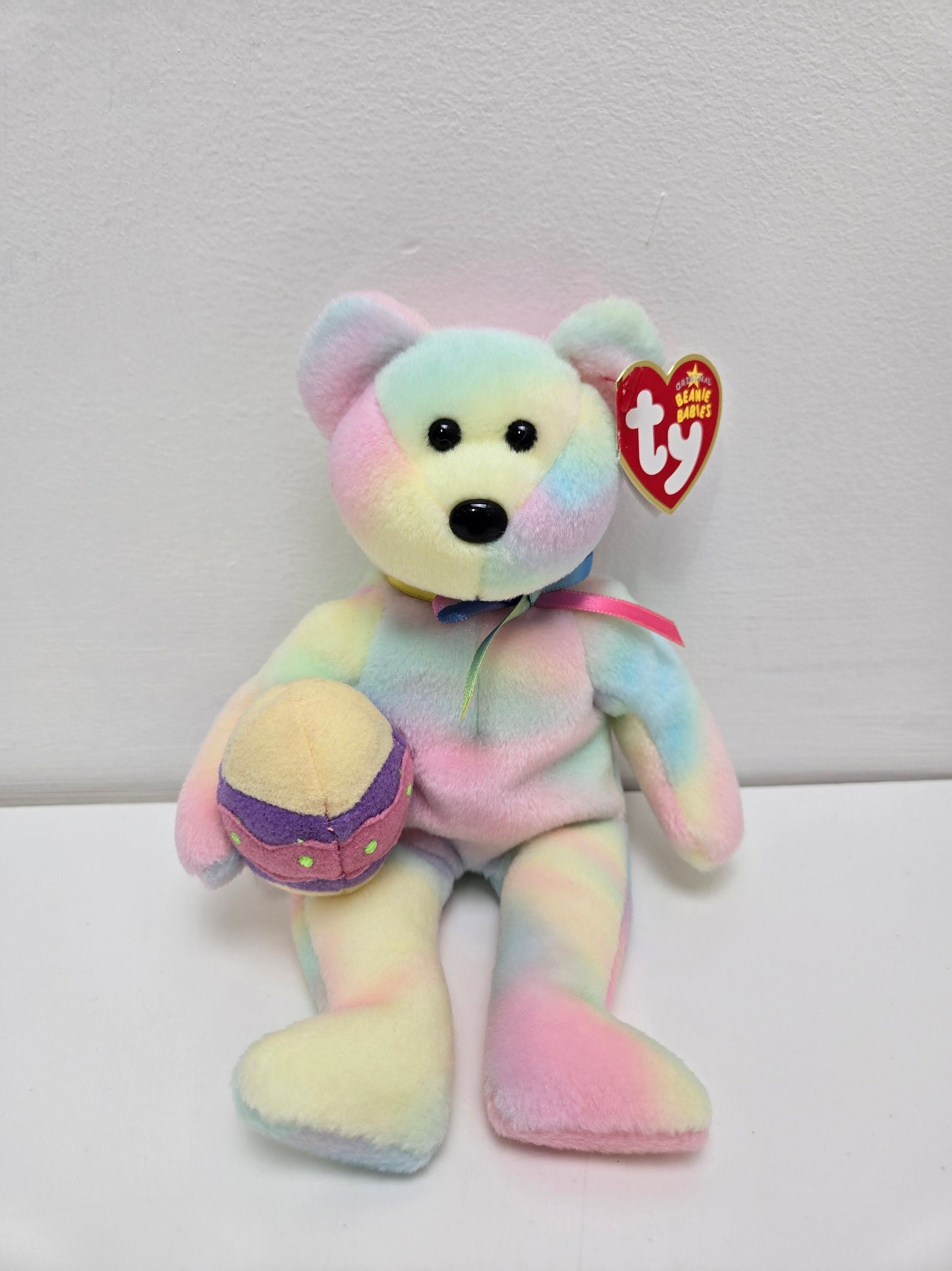 Ty Beanie Baby “Eggs” the Tie Dye Easter Bear Holding an Easter Egg! (8.5 inch)