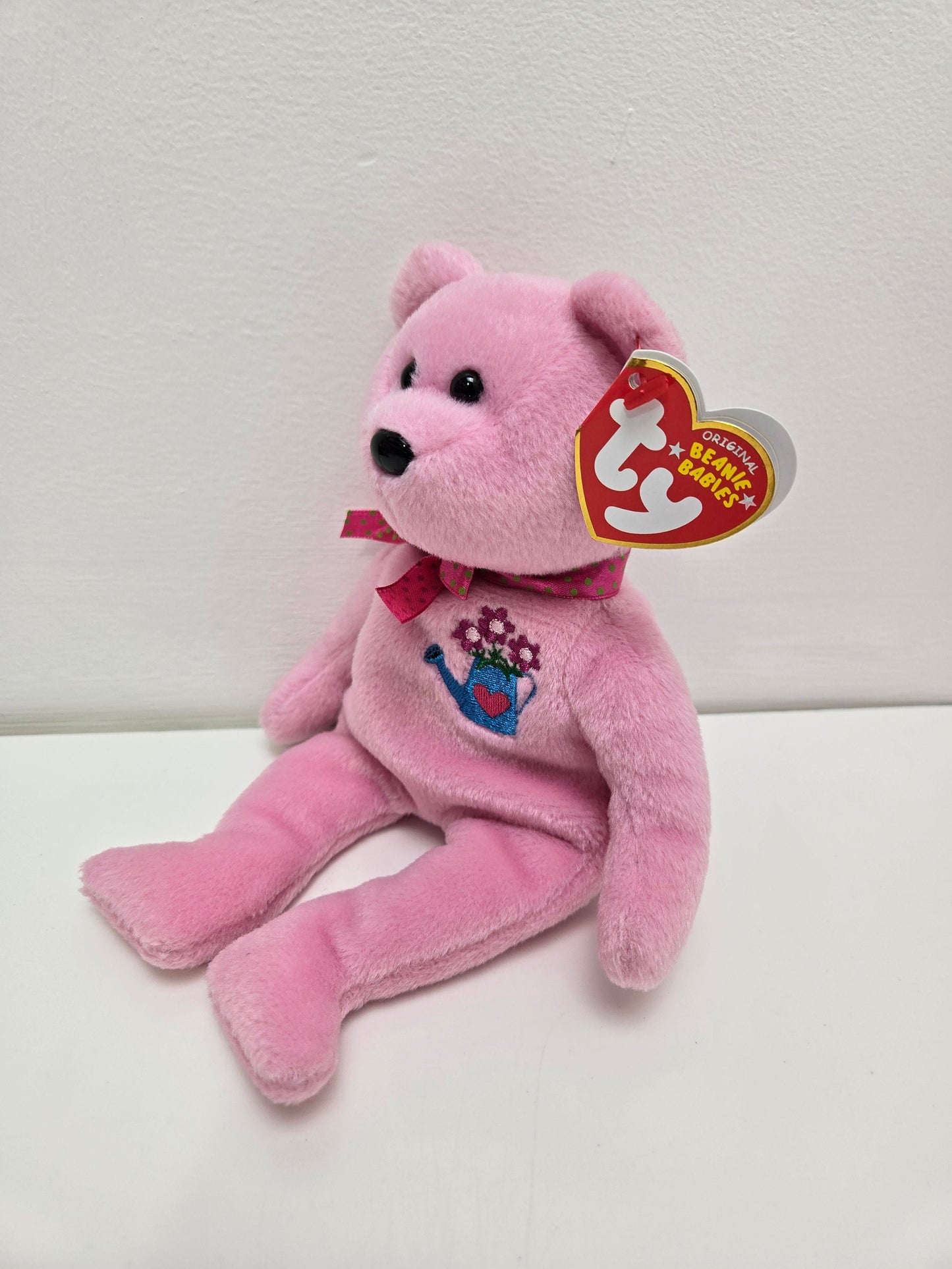 Ty Beanie Baby “Mothering” the Pink Bear with Watering Can on Chest - Hallmark Exclusive (8.5 inch)