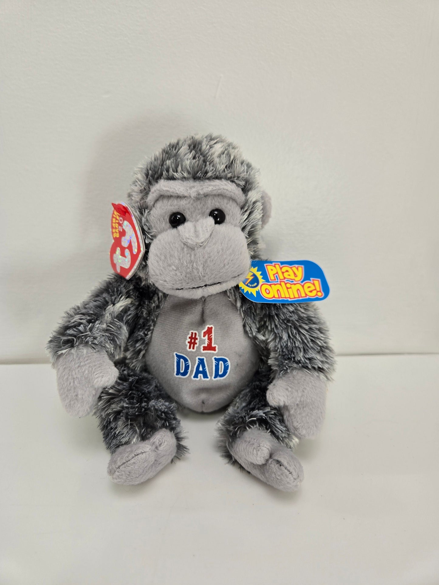 Ty Beanie Baby 2.0 - Pops the Fathers Day Gorilla - #1 Dad Engraved on Chest (8 inch)