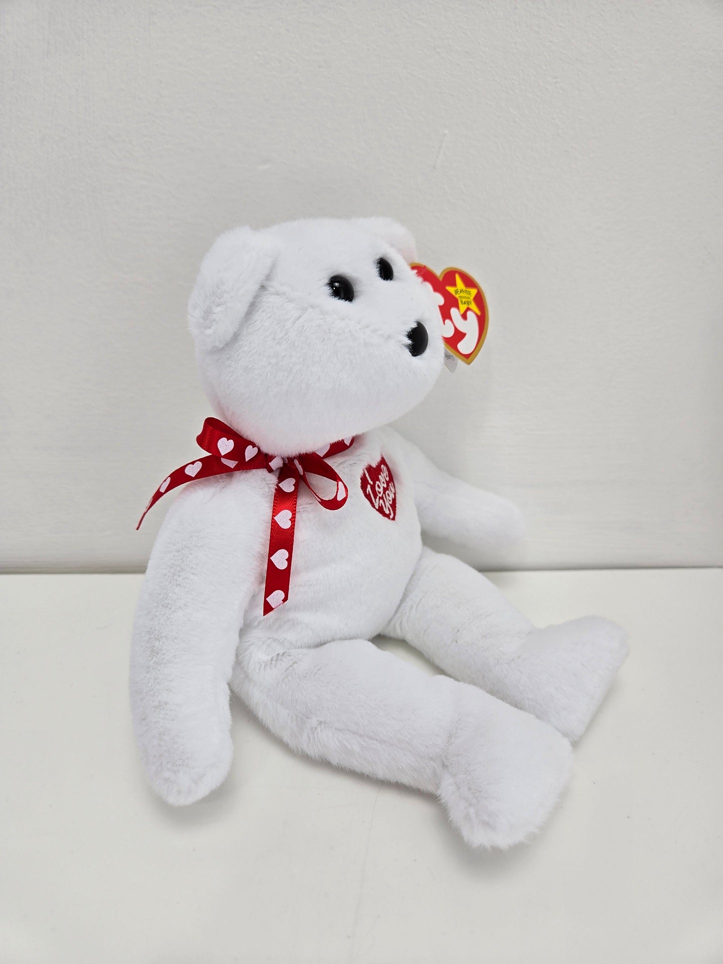 Ty Beanie Babies 30th Anniversary Beanie Scarlett the White I Love You Bear - Limited Production!