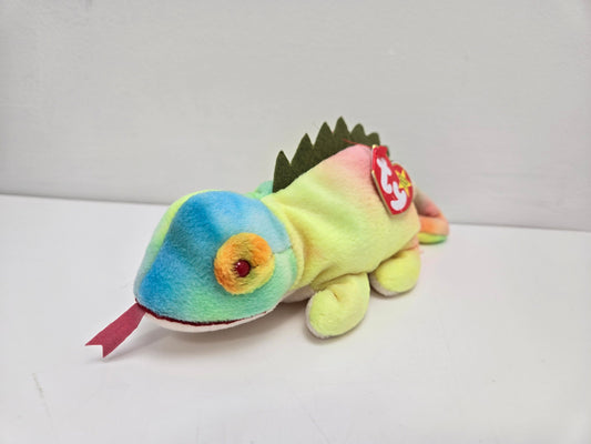 Ty Beanie Baby “Iggy” the Unique Coloured Tie-Dye Iguana -Colouring - Non Mint Tag! (9 inch)