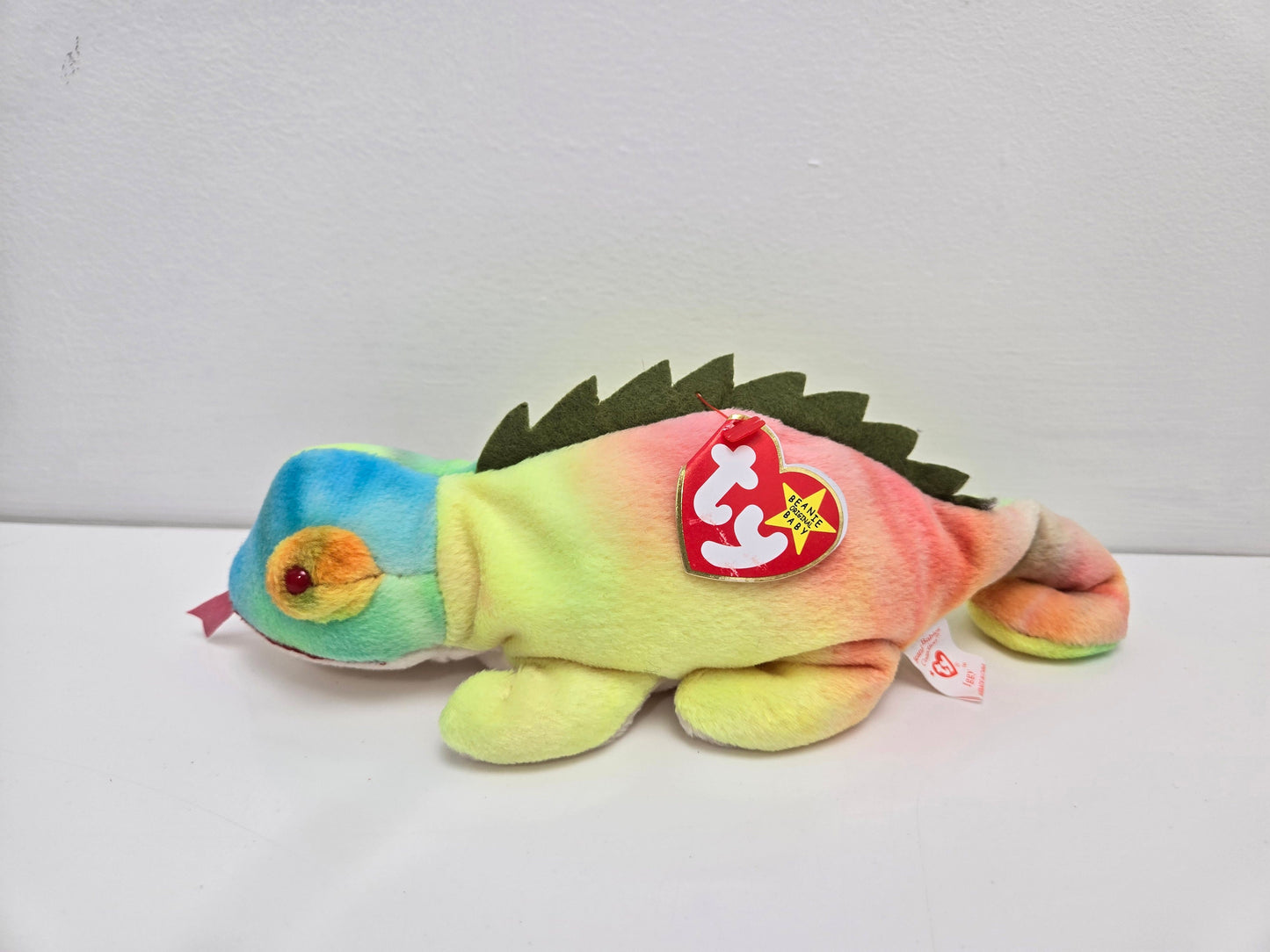 Ty Beanie Baby “Iggy” the Unique Coloured Tie-Dye Iguana -Colouring - Non Mint Tag! (9 inch)