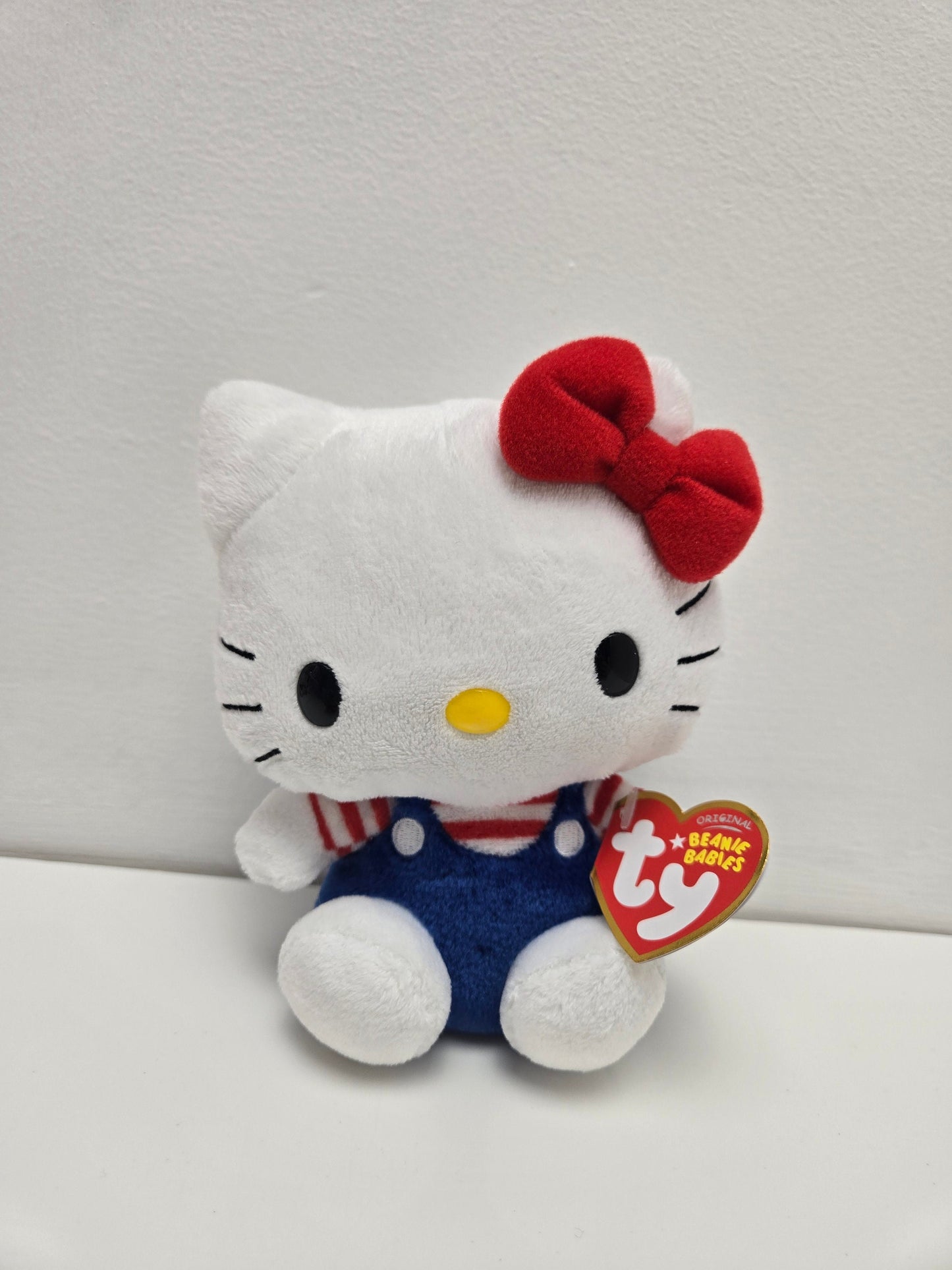 TY Beanie Baby Vintage “Hello Kitty” the Hello Kitty Plush in Blue Overalls  (5.5 inch)