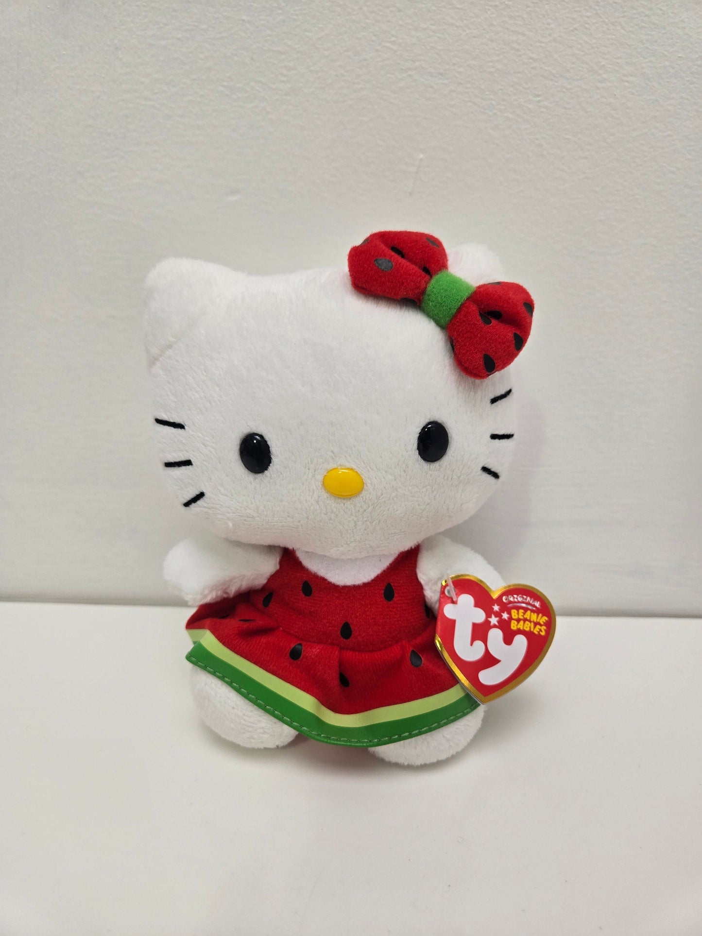 TY Beanie Baby Vintage “Hello Kitty” the Hello Kitty Plush in Watermelon Dress (6 inch)