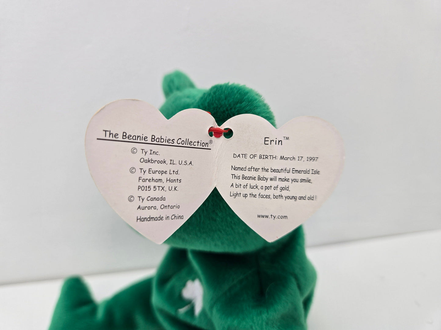 Ty Beanie Baby “Erin” the CLASSIC St. Patrick’s Day or Irish Bear (8.5 inch)