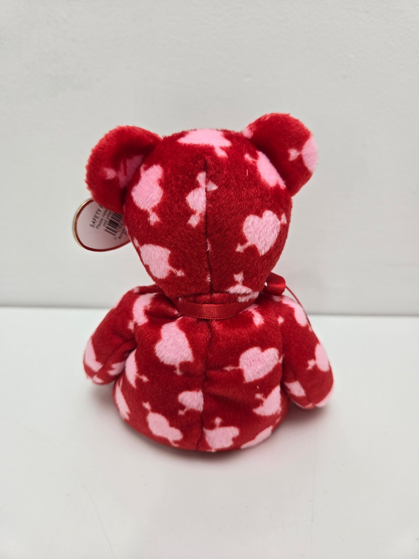 Ty Beanie Baby “Cupid’s Bow” the Red Bear with Pink Hearts - Borders Exclusive (8.5 inch)