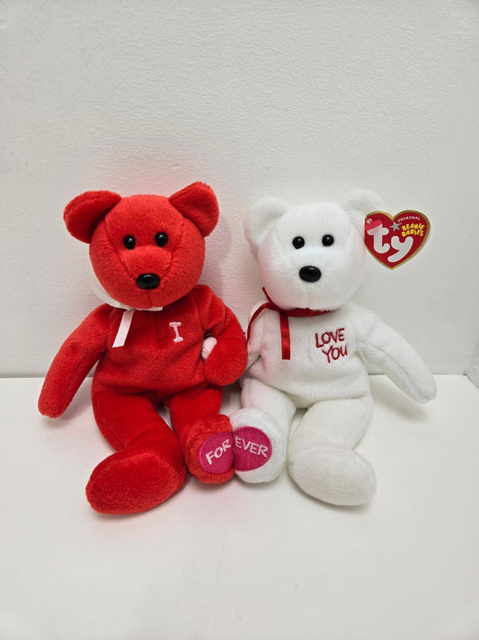 Ty Beanie Baby “I love you” the joined Bears with I Love You Forever Engraved on Chest and Feet