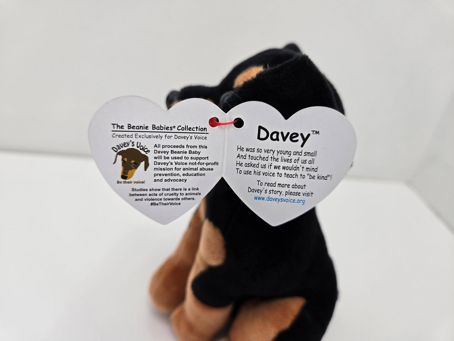 Ty Beanie Baby “Davey” the Doberman Dog - Animal Abuse Prevention Exclusive *Extremely Rare - Only 500 Worldwide* (7 inch)