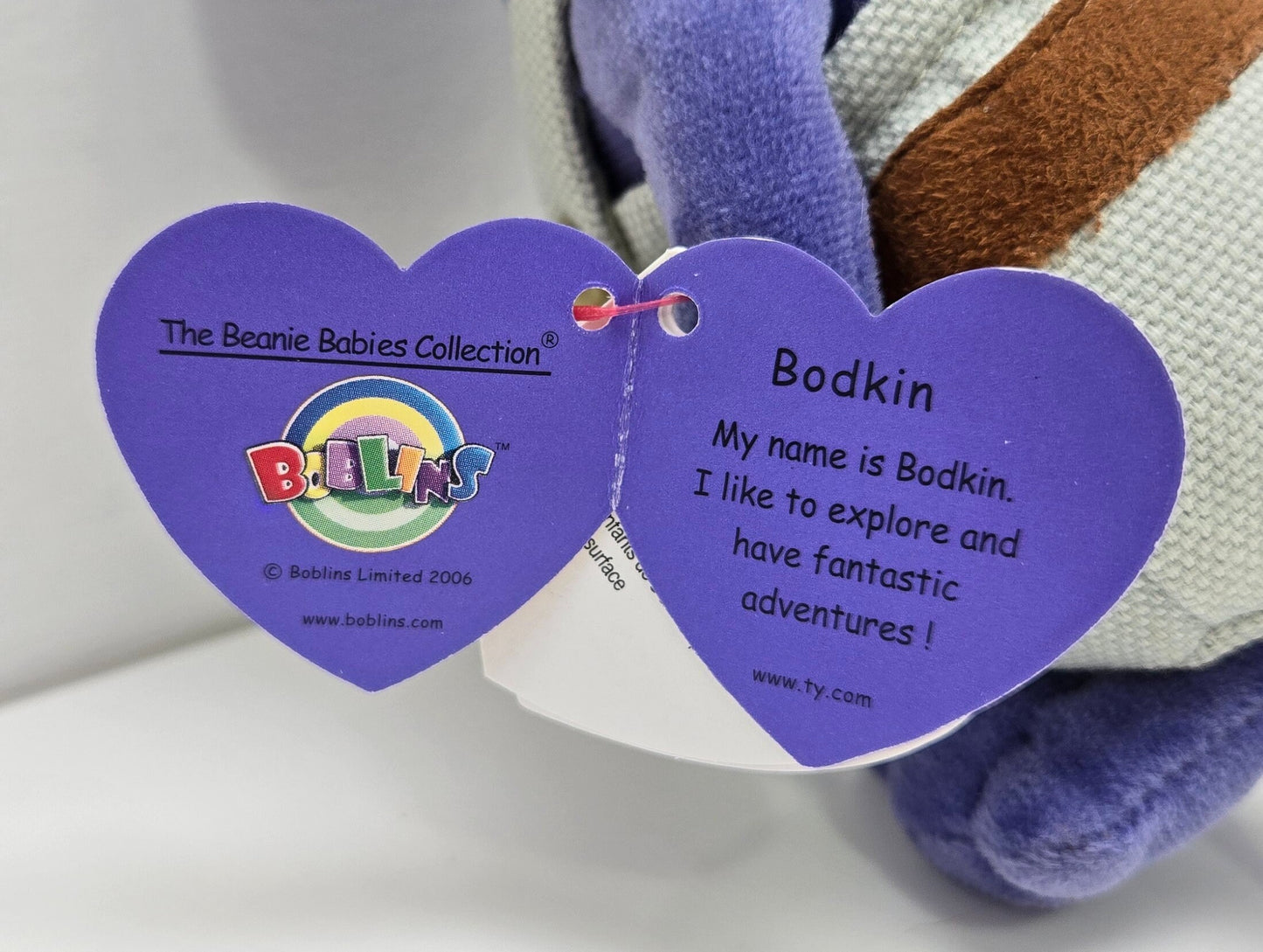 Ty Beanie Baby “Bodkin” the Dark Purple Boblin - From Children’s Show the Boblins (6.5 inch)