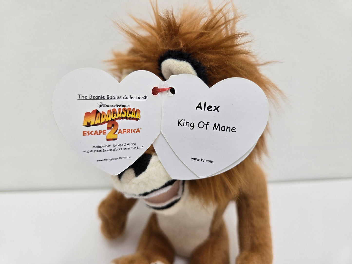 Ty Beanie Baby “Alex” the Lion - Madagascar 2 Movie Beanie (6 inch)