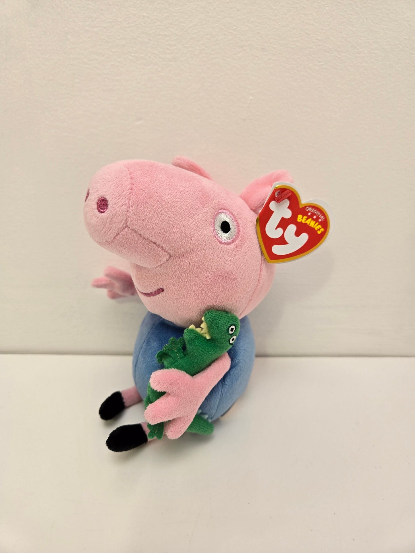 Ty Beanie Baby “George” holding Dino  - From Children’s Show Peppa Pig (6.5 inch)