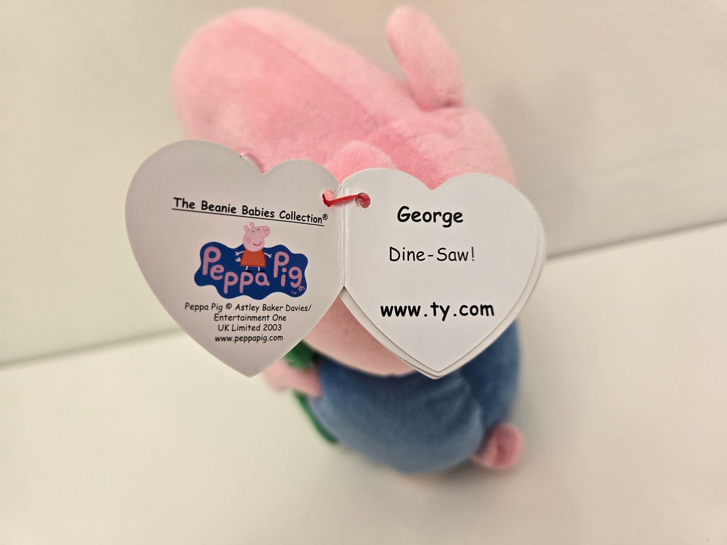 Ty Beanie Baby “George” holding Dino  - From Children’s Show Peppa Pig (6.5 inch)