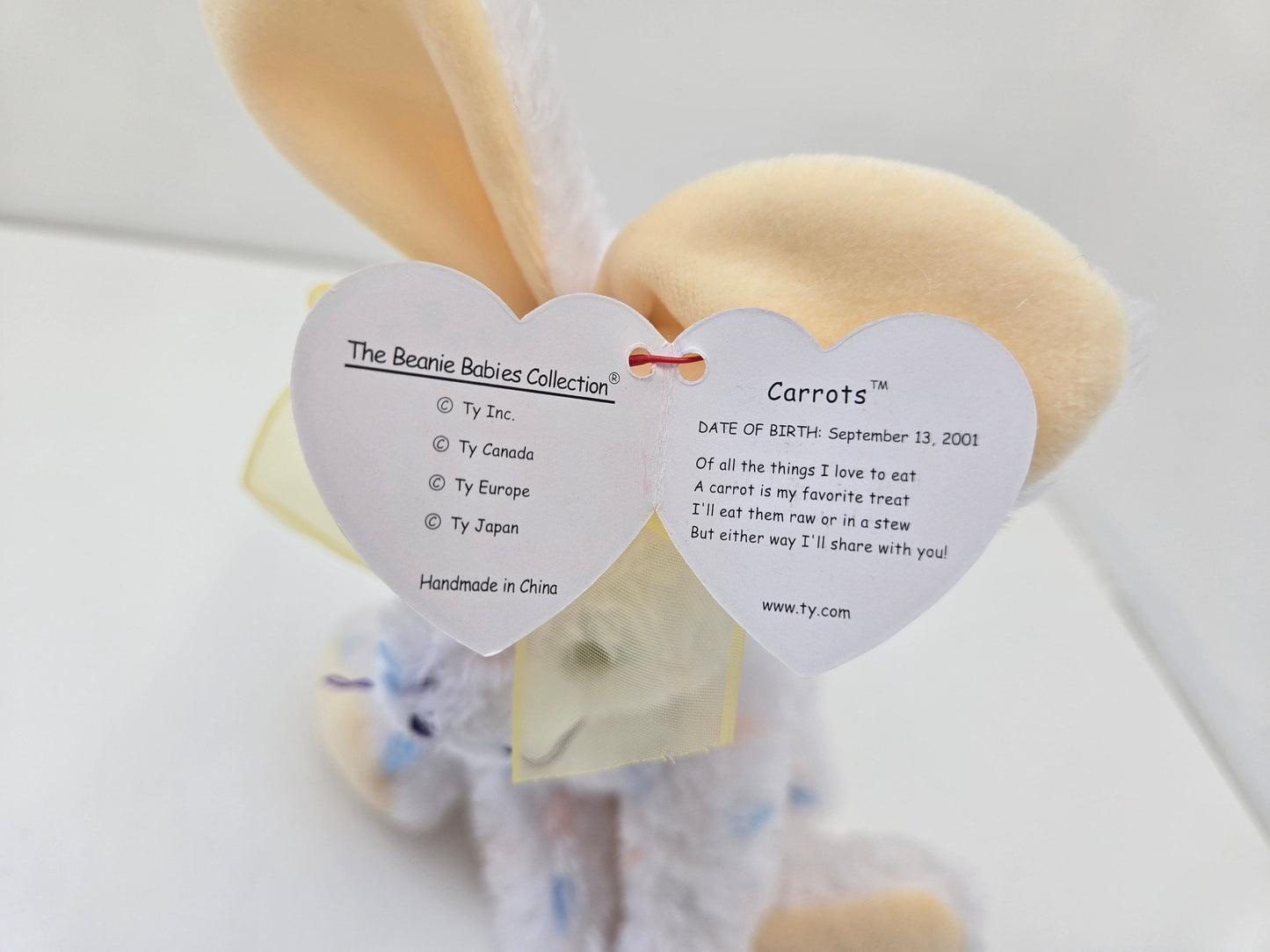 Ty Beanie Baby “Carrots” the Adorable Yellow and White Bunny Rabbit! (6.5 inch)