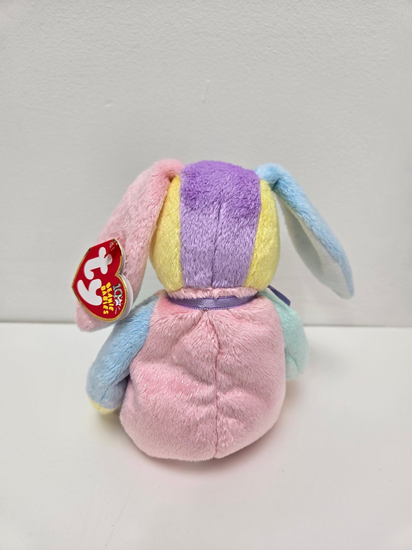 Ty Beanie Baby “Dippy” the Multi-coloured Bunny Rabbit - Pink Belly (8.5 inch)