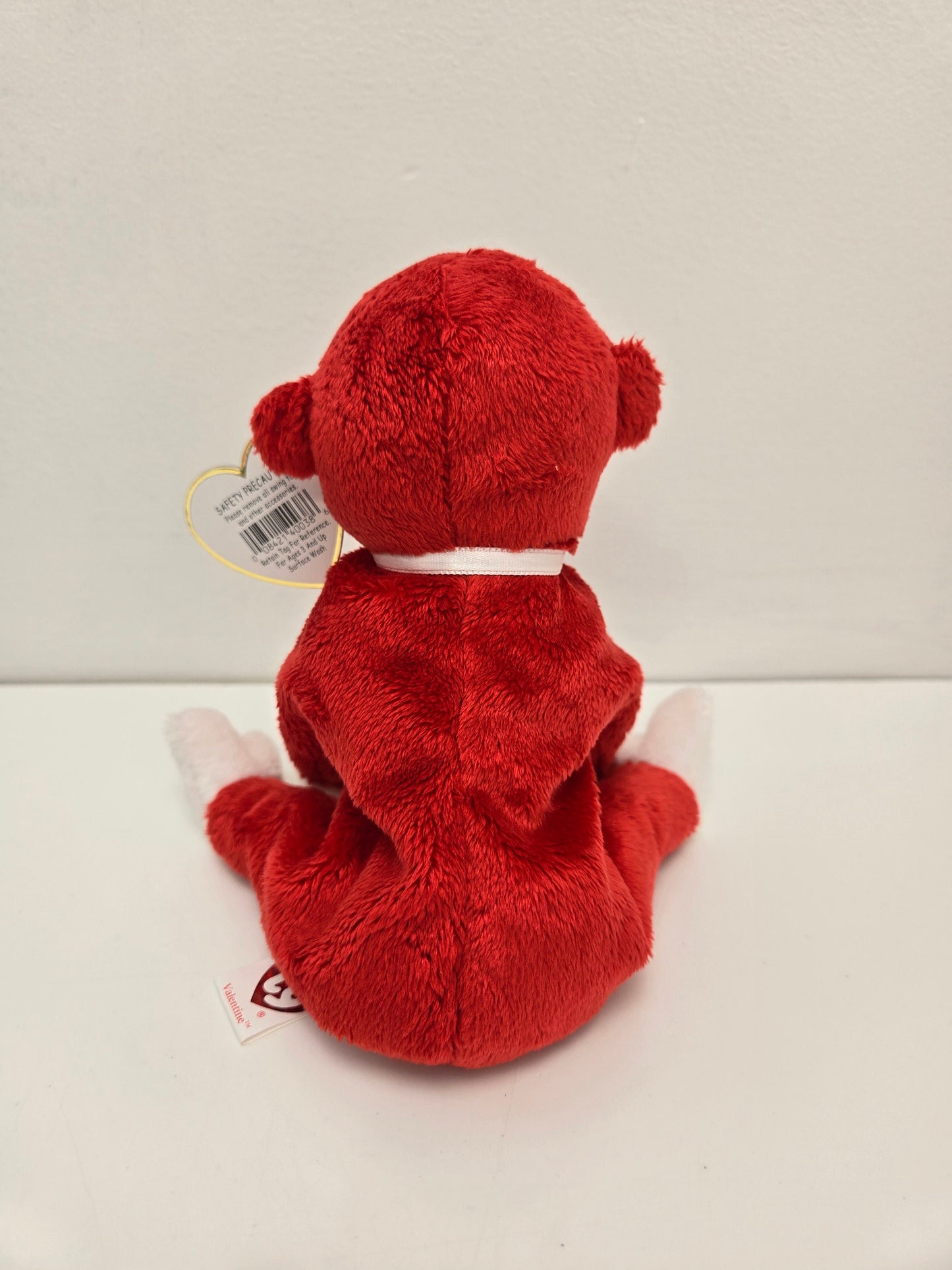 Ty Beanie Baby “Valentine” the Red and White Monkey Wearing Bow Tie (6 inch)