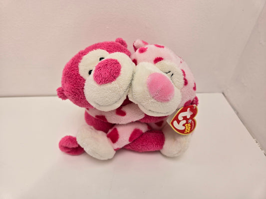 Ty Beanie Baby “Romeo & Juliet” the Pink Hugging Attached Monkeys (6 inch)