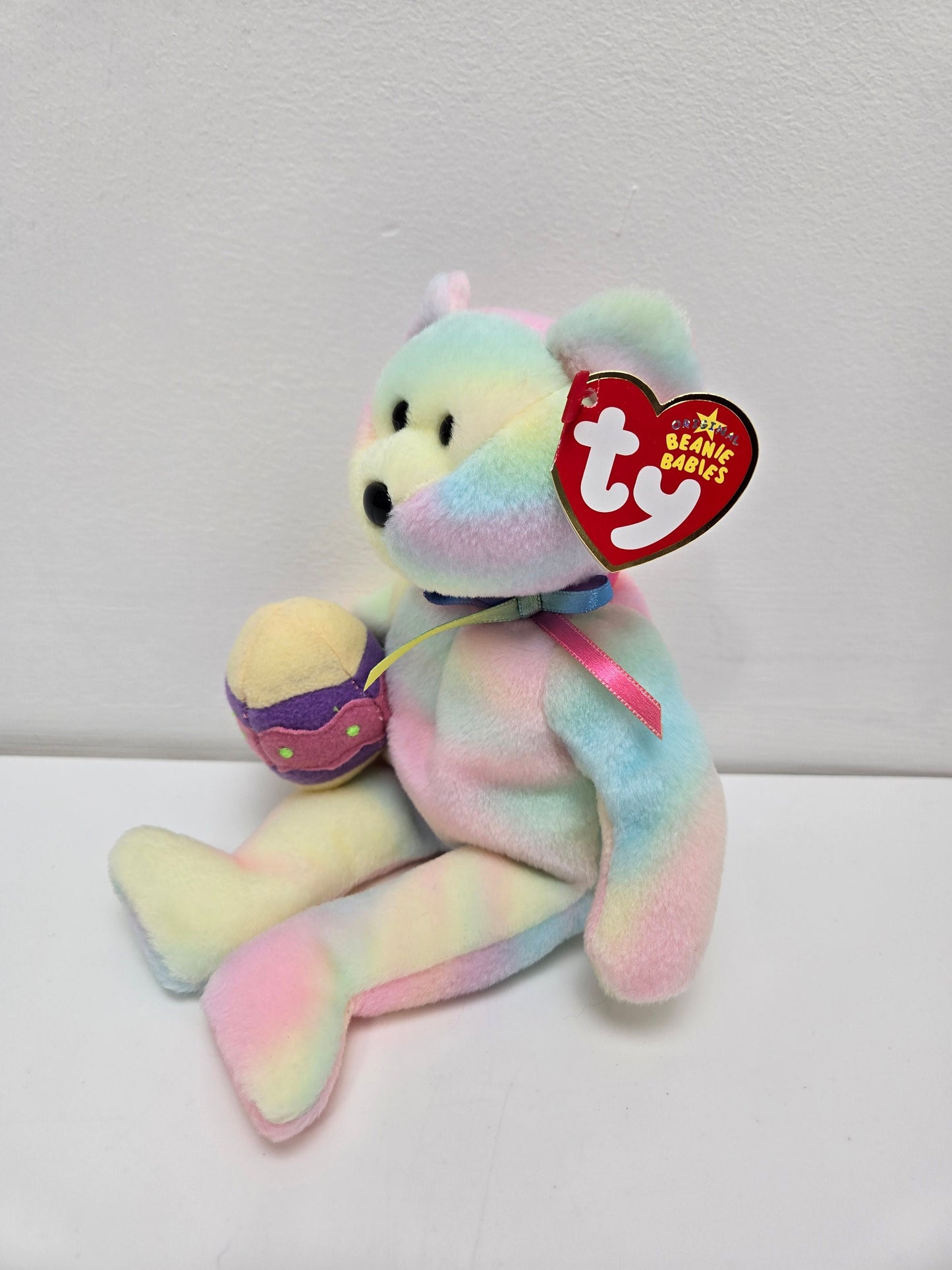 Ty Beanie Baby “Eggs” the Tie Dye Easter Bear Holding an Easter Egg! (8.5 inch)