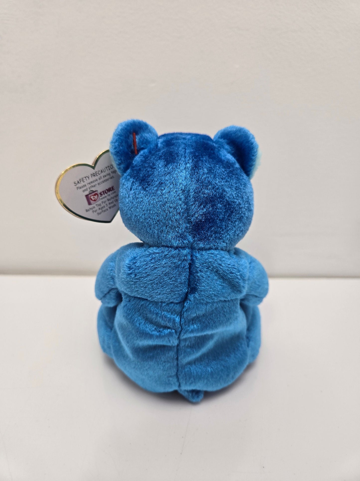 Ty Beanie Baby “Dad-e” the Blue Fathers Day Bear - LOVE YOU engraved on feet (7.5 inch)