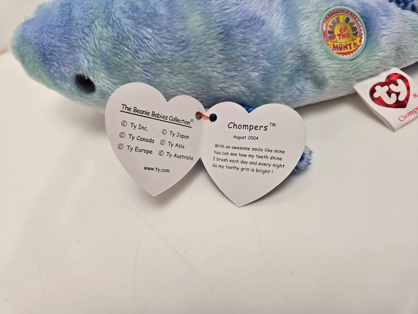 Ty Beanie Baby “Chompers” the Shark - Beanie Baby of the Month (7.5 inch)