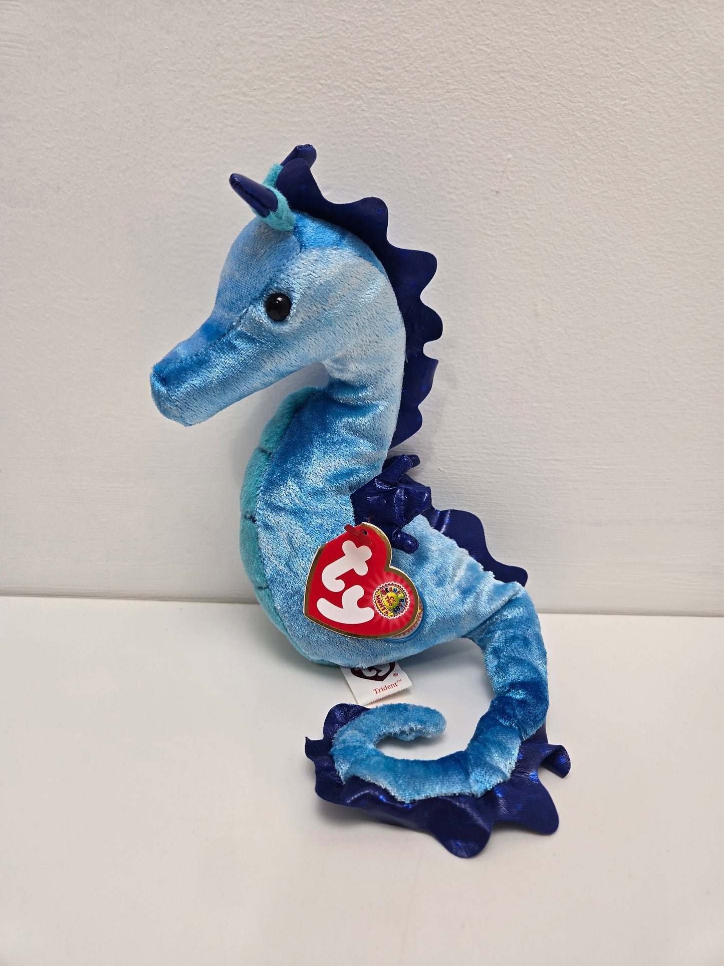 Ty Beanie Baby “Trident” the Blue Seahorse - Beanie Baby of the Month! (7 inch)