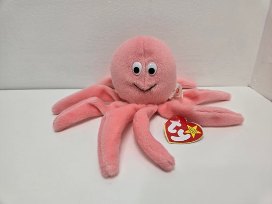 Ty Beanie Baby “Inky” the adorable pink smiling octopus (6.5 inch)