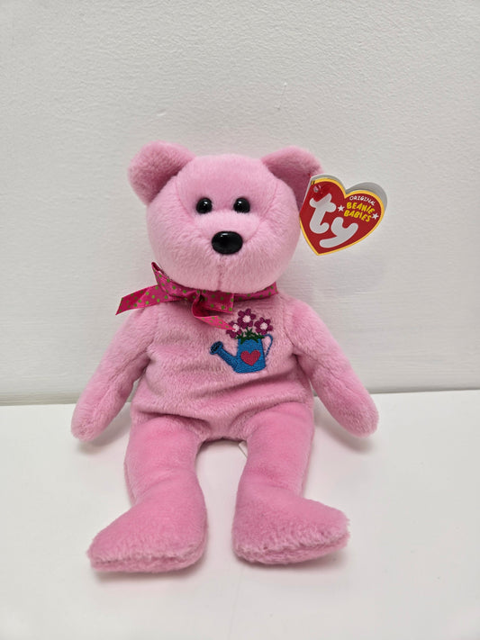 Ty Beanie Baby “Mothering” the Pink Bear with Watering Can on Chest - Hallmark Exclusive (8.5 inch)