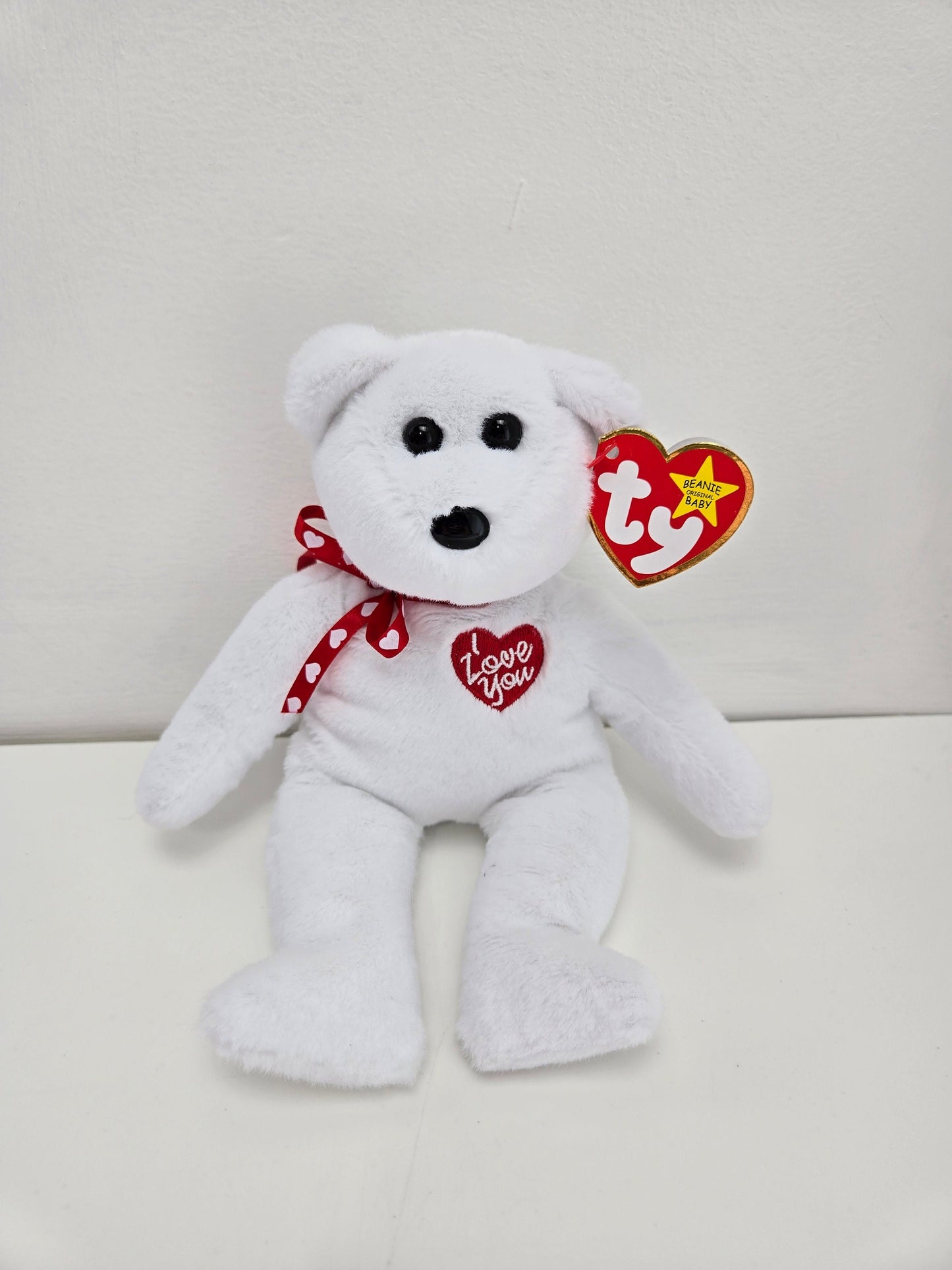 Ty Beanie Babies 30th Anniversary Beanie Scarlett the White I Love You Bear - Limited Production!