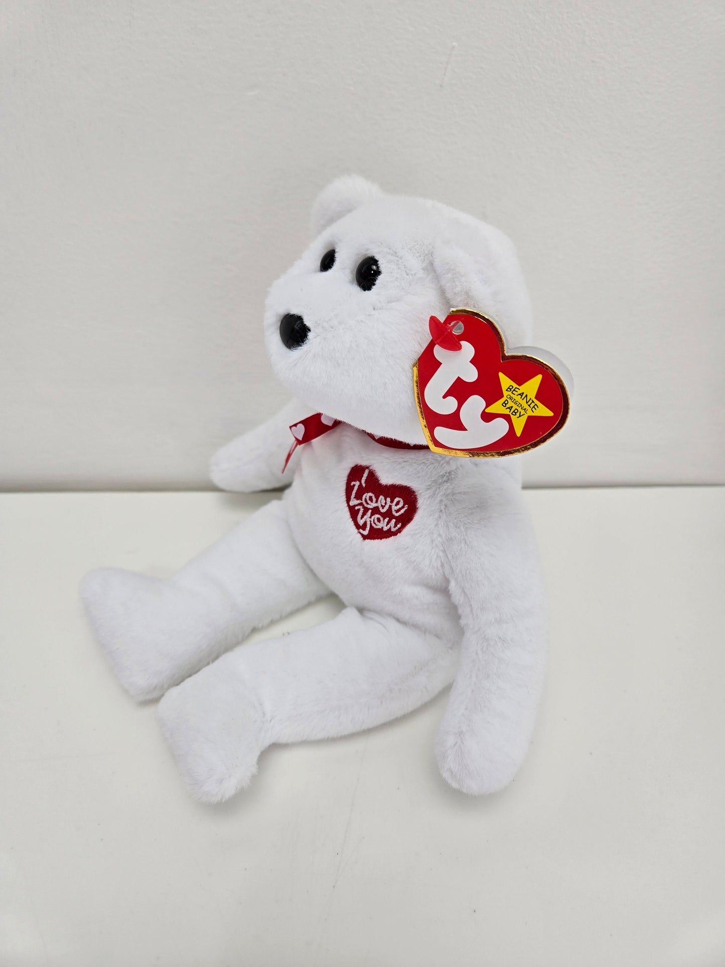 Ty Beanie Babies 30th Anniversary Beanie Scarlett the White I Love You Bear - Limited Production!