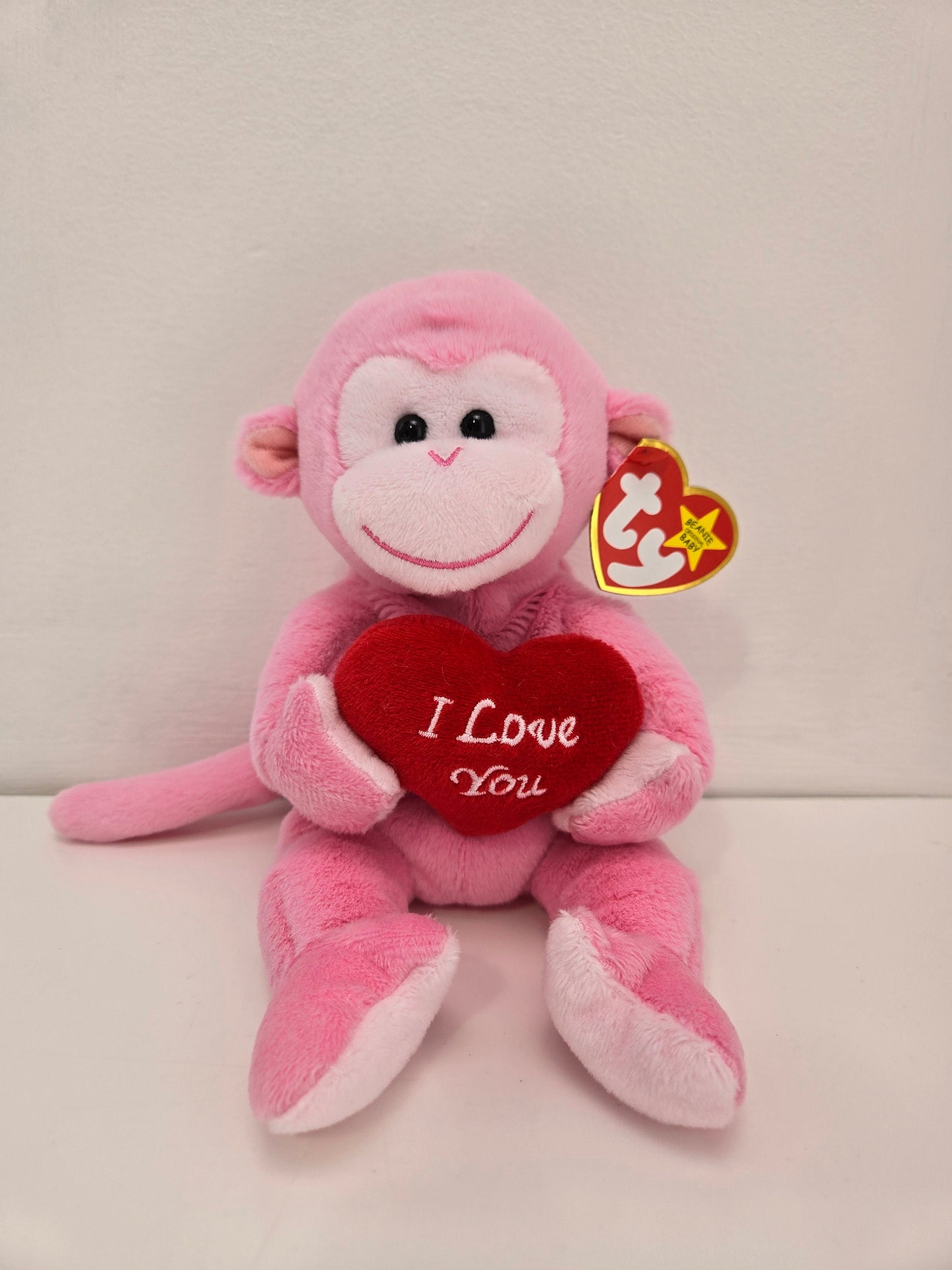 Ty Beanie Baby 30th Anniversary Beanie Cherub the Pink I Love You Monkey - Limited Production!