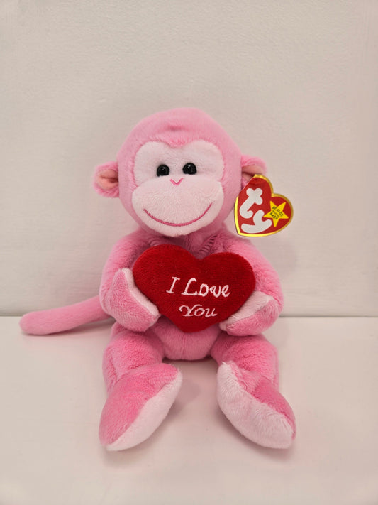 Ty Beanie Baby 30th Anniversary Beanie Cherub the Pink I Love You Monkey - Limited Production!