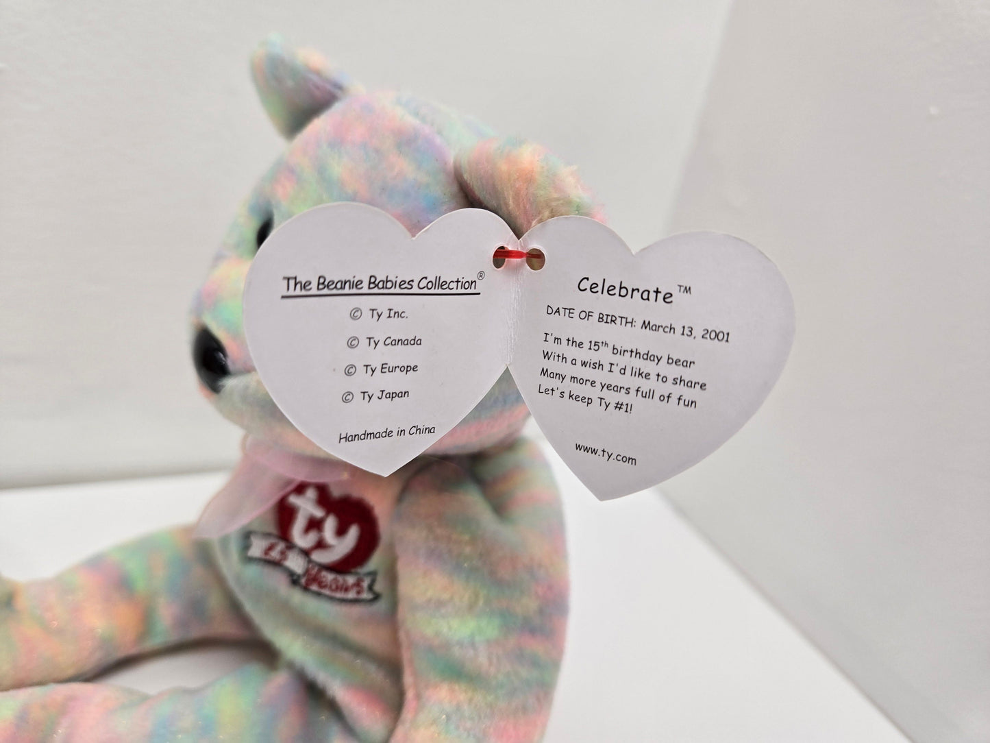 Ty Beanie Baby “Celebrate” the Tie-Dye Bear - 15th Anniversary Bear (8.5 inch)