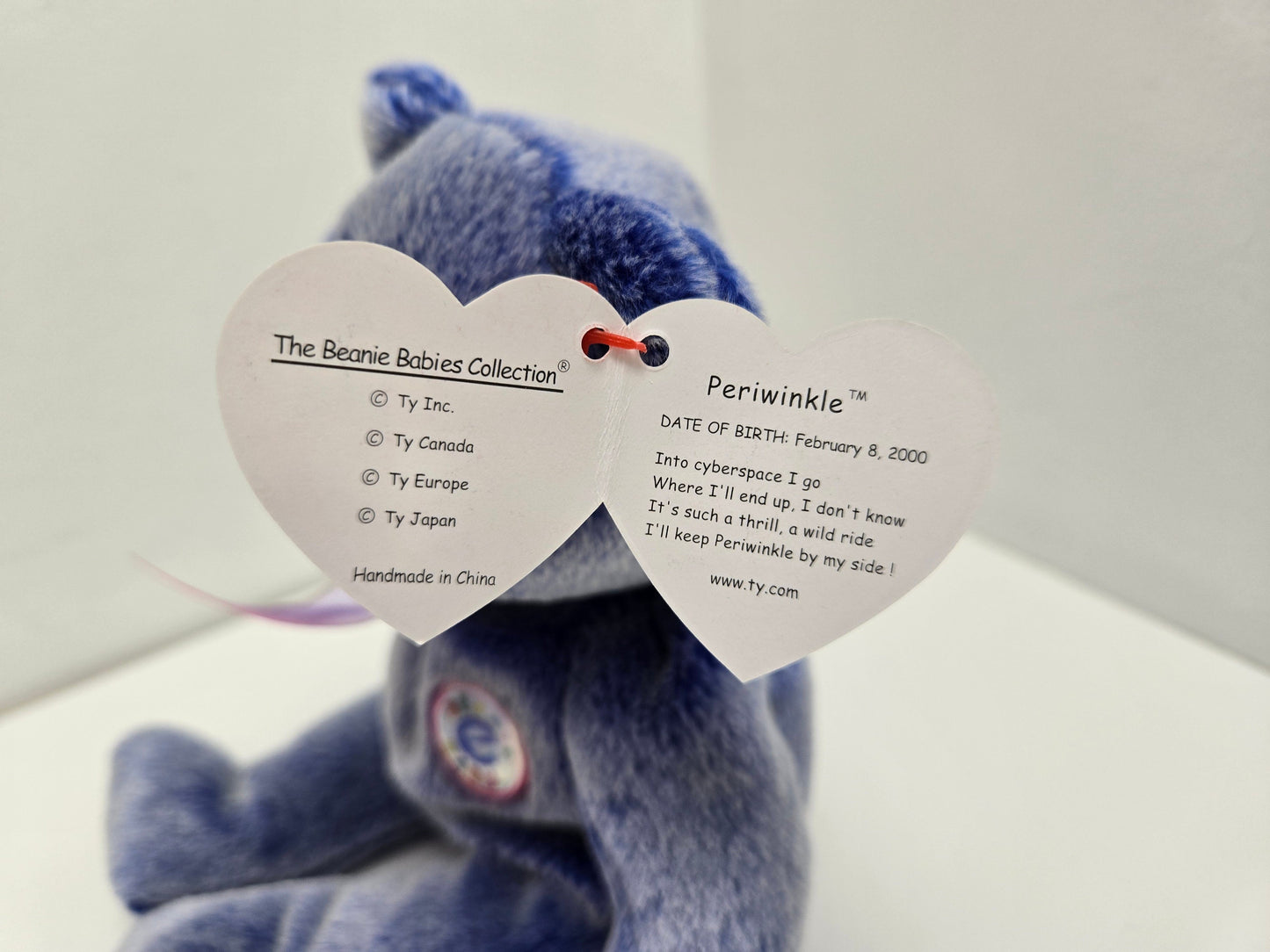 Ty Beanie Baby “Periwinkle” the E-Bear (8.5 inch)