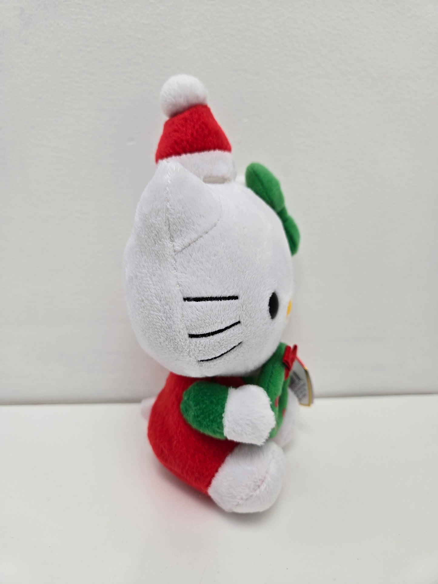 Ty Beanie Baby Vintage “Hello Kitty” the Holiday Hello Kitty Plush Wearing Santa Hat Holding Wreath  (5.5 inch)