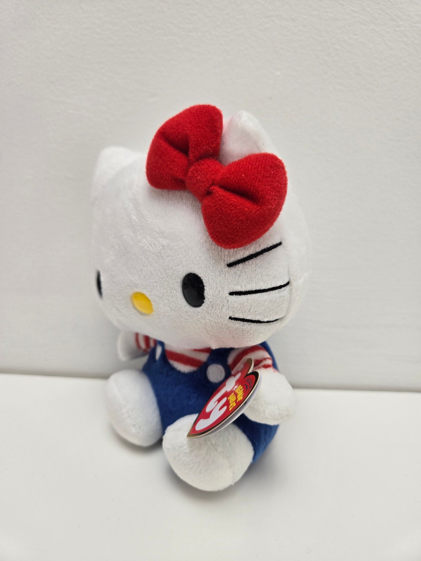 TY Beanie Baby Vintage “Hello Kitty” the Hello Kitty Plush in Blue Overalls  (5.5 inch)