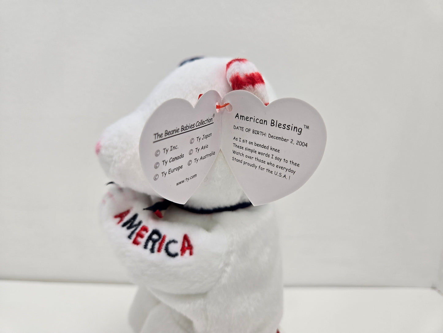 Ty Beanie Baby “American Blessing” the Praying Bear with God Bless America Embroidered on Arms (6.5 inch)