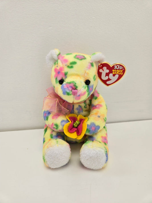 Ty Beanie Baby “Bloom” the Bear holding flowers (6 inch)