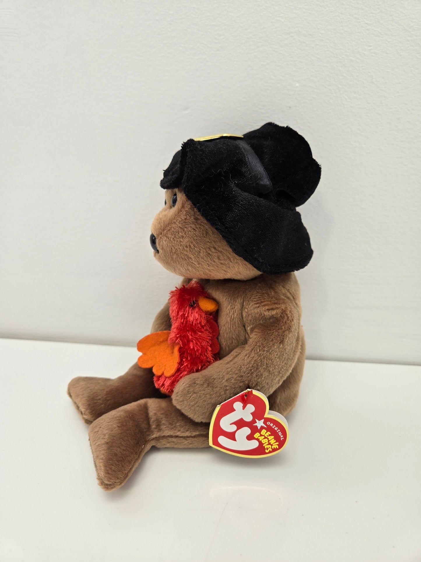 Ty Beanie Baby “Plymouth” the Thanksgiving Bear Holding a Turkey (9.5 inch)