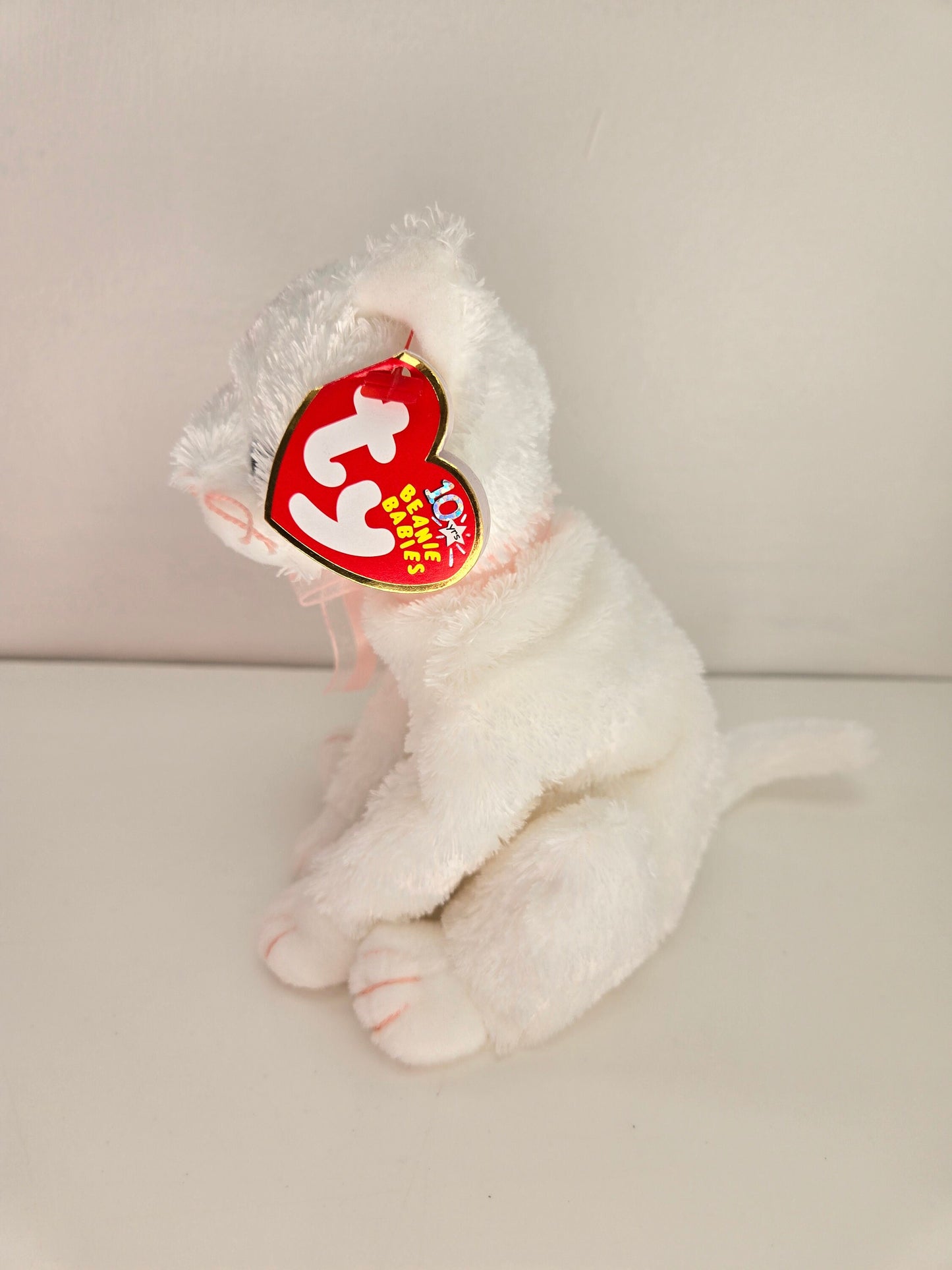 Ty Beanie Baby “Fancy” the White Cat with Pink Bow (6 inch)