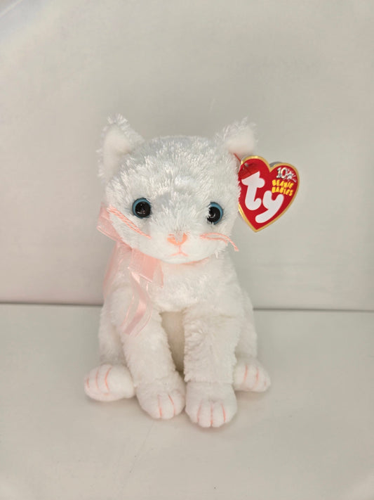 Ty Beanie Baby “Fancy” the White Cat with Pink Bow (6 inch)