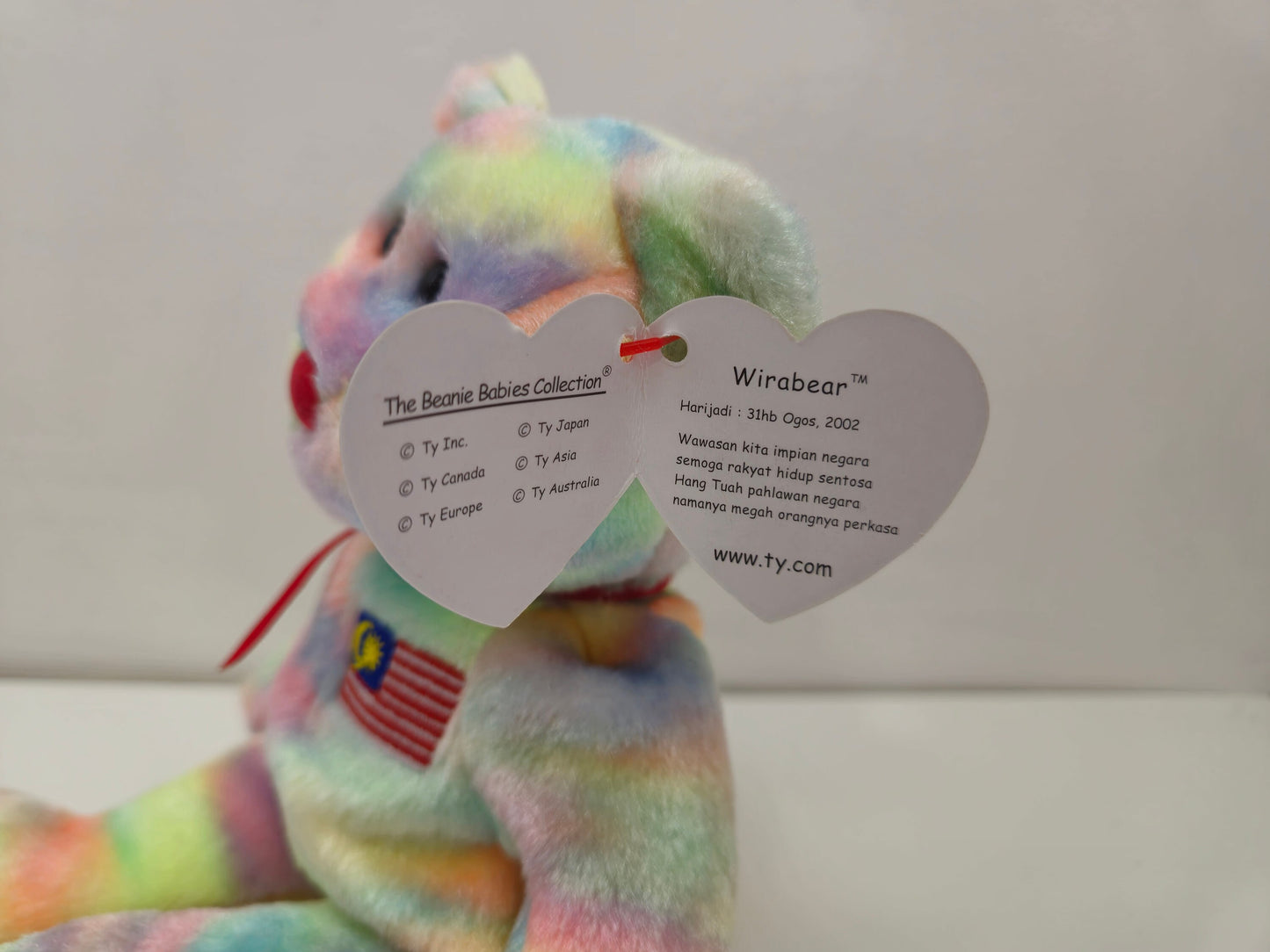 Ty Beanie Baby “Wirabear” the Malaysia Exclusive Bear - One of Six in the Asia Pacific Set (8.5 inch)