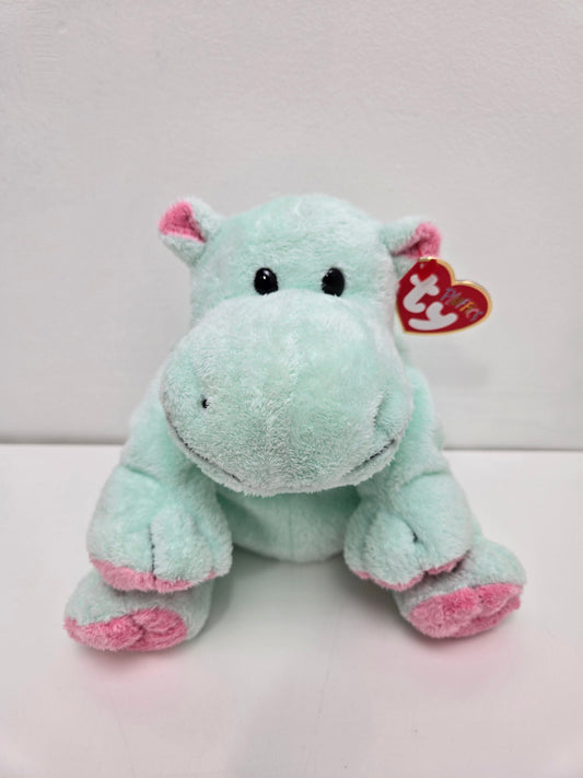 Ty Pluffies Collection “Tubby” the Green and Pink Hippo  - *Rare* (10 inch)