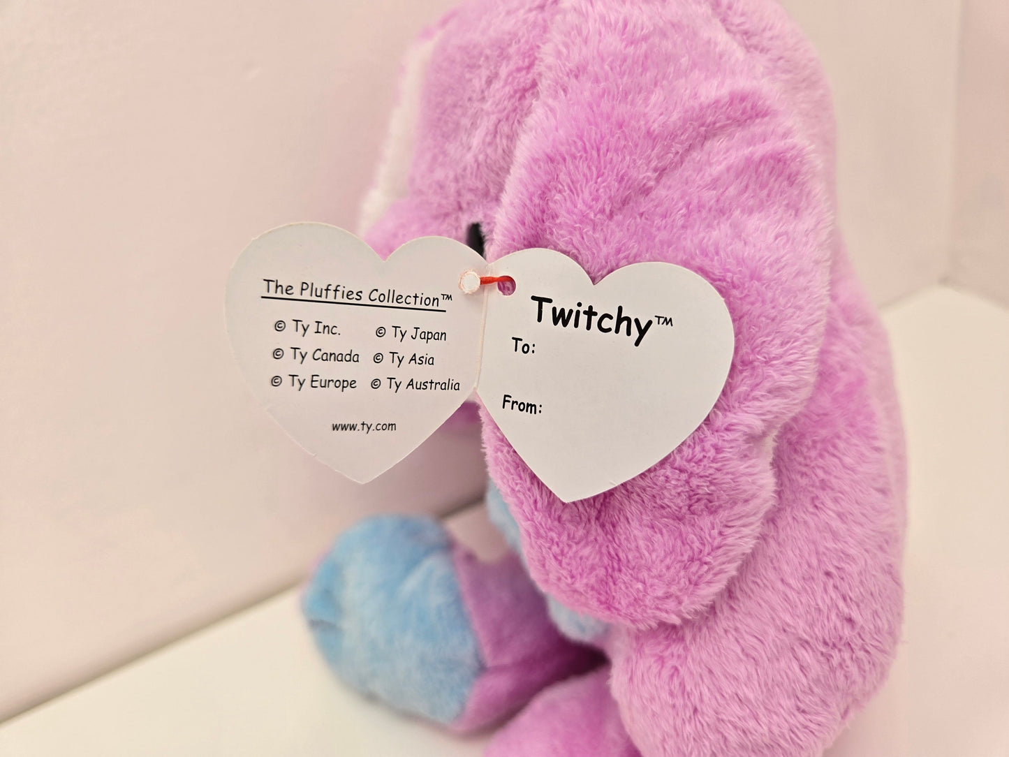 Ty Pluffies Collection “Twitchy” the Purple and Blue Bunny (10 inch)