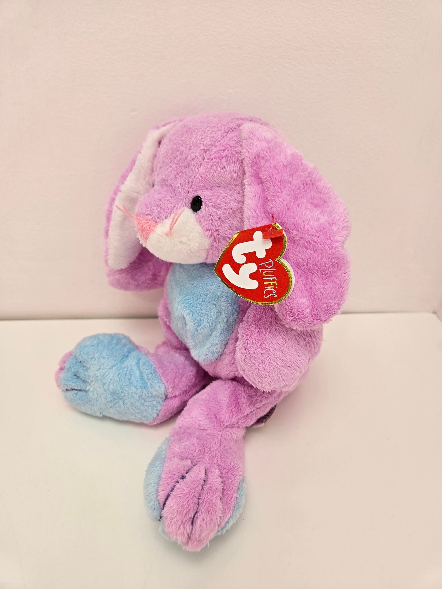 Ty Pluffies Collection “Twitchy” the Purple and Blue Bunny (10 inch)