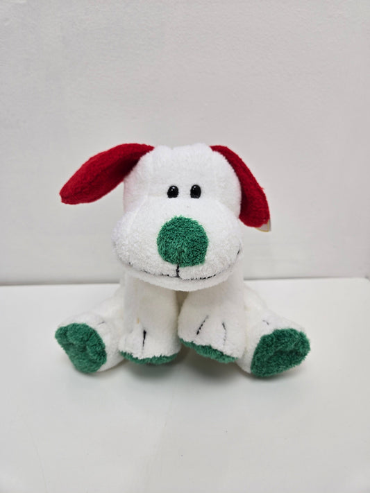 Ty Pluffies Collection “Frost” the Green, White, and Red Holiday Dog (8 inch)