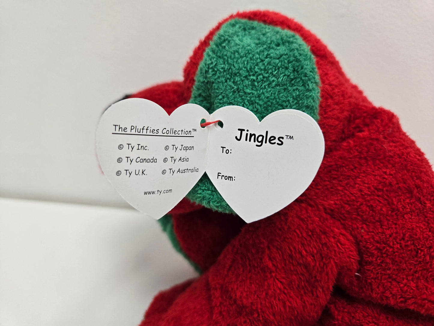 Ty Pluffies Collection “Jingles” the Green and Red Holiday Dog (8 inch)